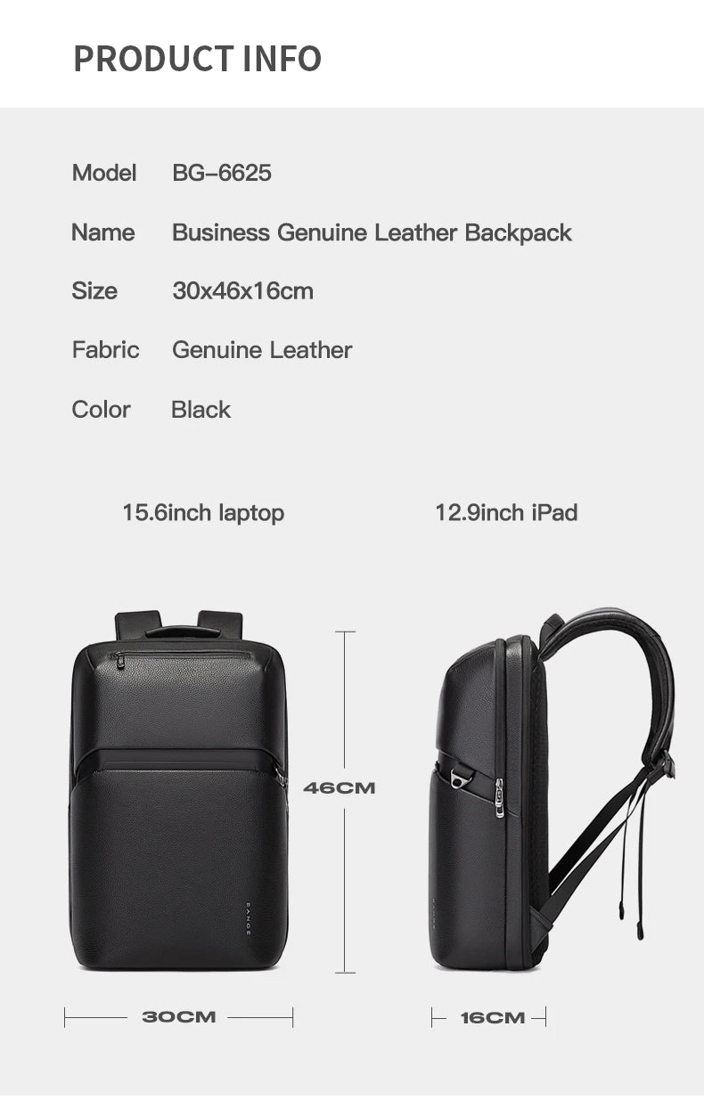 6625 genuine leather  backpack + YKK zippe 30*46*16 1.4kg