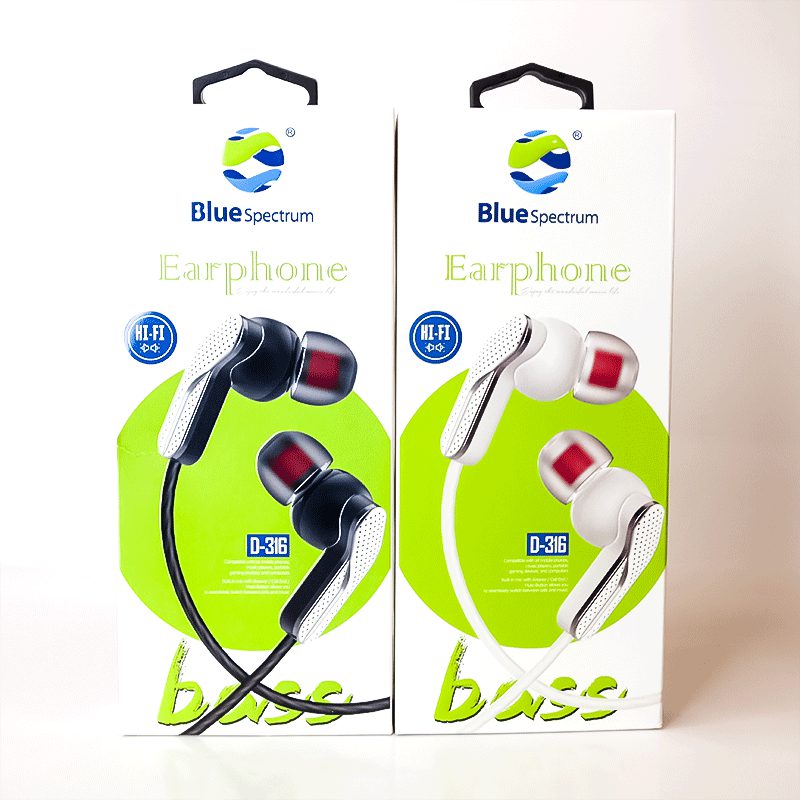 Blue Spectrum D-316 Bass Earphones - Powerful Sound, Comfortable Fit, Stylish Design