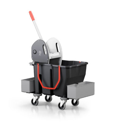 Heavy-Duty Cleaning Cart: Double Bucket Wringer Trolley