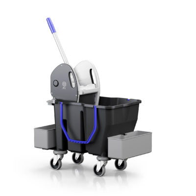 Heavy-Duty Cleaning Cart: Double Bucket Wringer Trolley