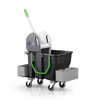 Heavy-Duty Cleaning Cart: Double Bucket Wringer Trolley