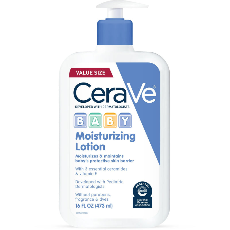 CeraVe Baby Moisturizing Lotion | Gentle Hydration for Sensitive Baby Skin | With Ceramides & Vitamins, Fragrance-Free, 16 fl oz