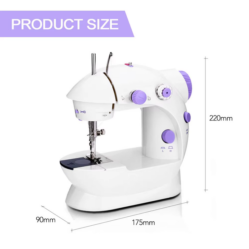 Portable Sewing Machine Mini Electric Household Crafting Mending Overlock with Presser Foot Pedal Beginners