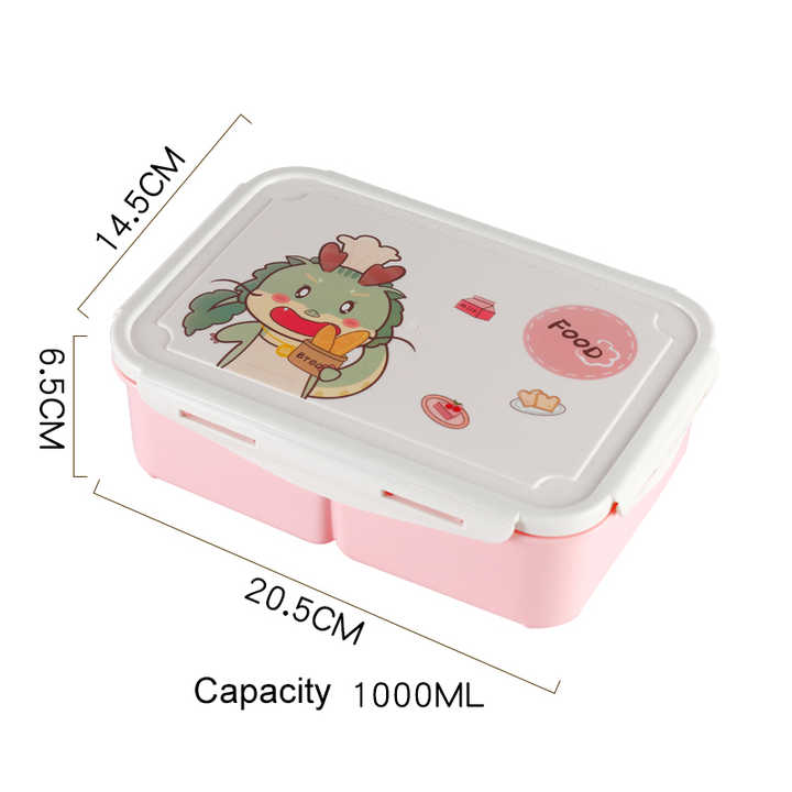 Cute Dragon Lunch Box Set for Kids,Pink