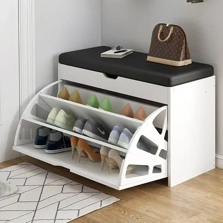 Space-Saving Shoe Storage | Multifunctional Bench | Hidden Storage| White