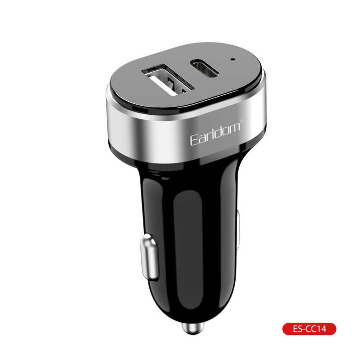 Earldom ES-CC14 PD Quick Car Charger - Dual USB and USB-C Ports for Fast Charging