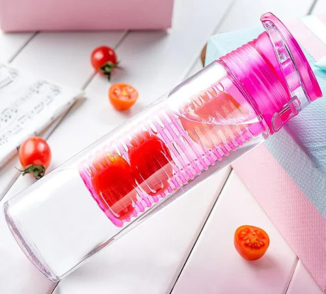 Hydrate and Flavor: Pink Fruit Infuser Water Bottle