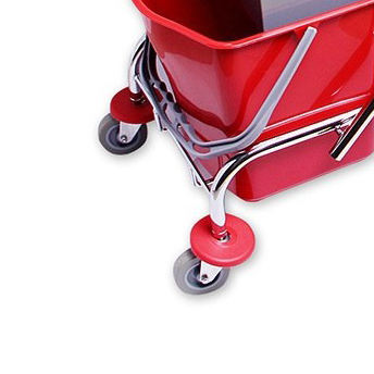 Cleaning trolley double bucket with wringer mop wringer