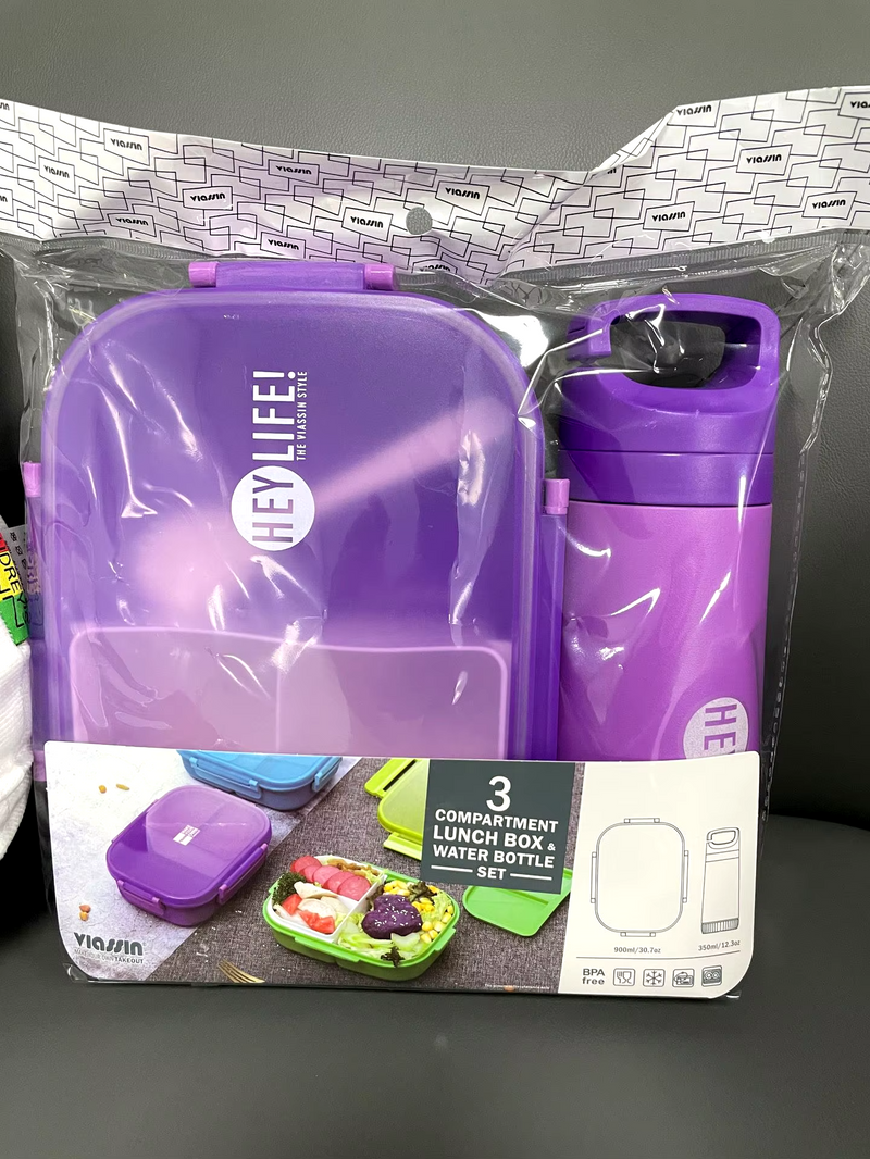 Durable Lunch Box Set with Leakproof Design and Water Bottle