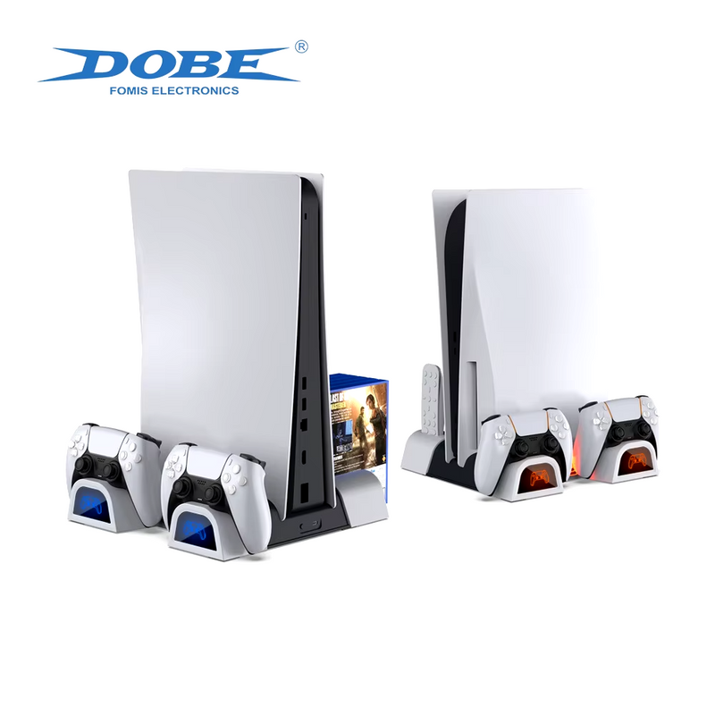 Dobe PS5 Cooling Stand with Dual Controller Charging & Game Disc Storage