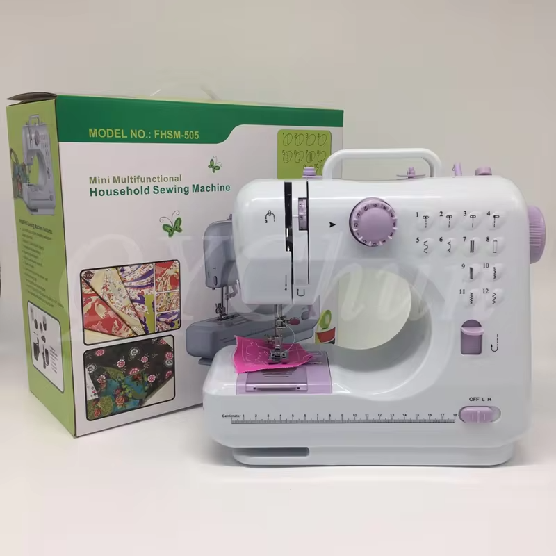 Portable Sewing Machine Mini Electric Household Crafting Mending Overlock 12 Stitches With Presser Foot Pedal Beginners