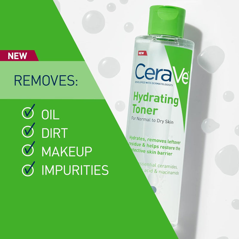 CeraVe Hydrating Facial Toner for Normal to Dry Skin, Alcohol Free Gentle Face Toner, 6.8 fl oz