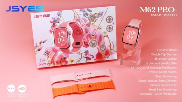 JSYES M62 Pro Smart Watch for Ladies – Elegant Design, Health Monitoring, Fitness Tracking, and Bluetooth Connectivity