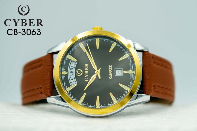 Elegant Cyber CB-3063 Men’s Watch with Leather Strap”