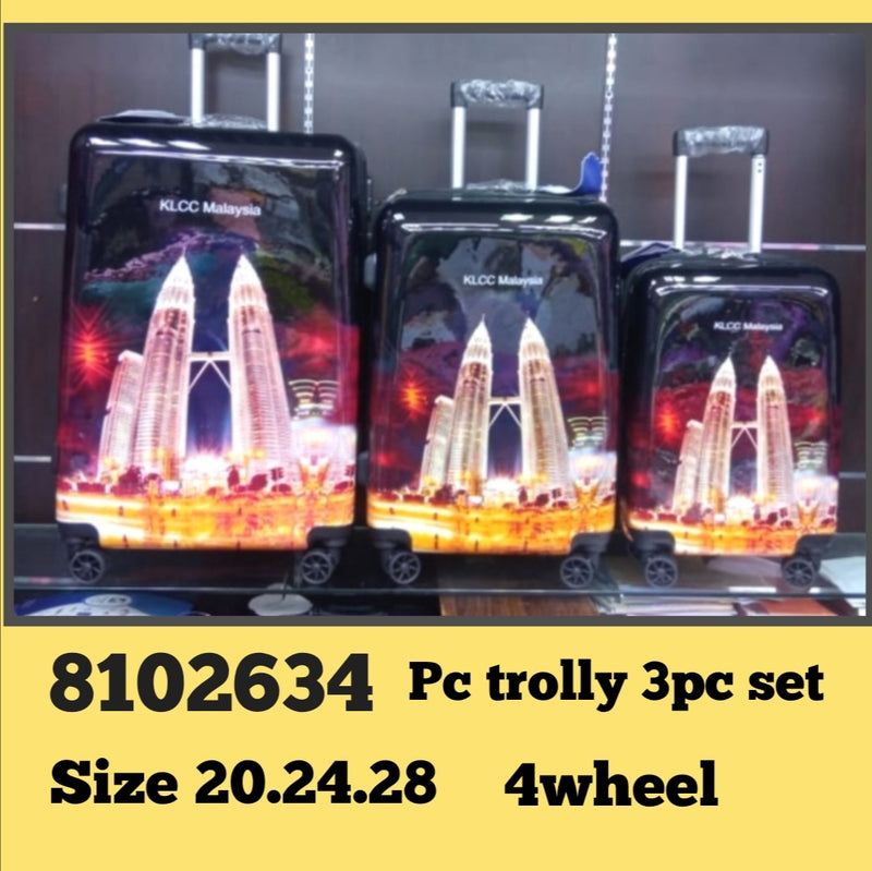 KLCC Malaysia 3-Piece Luggage Set with Twin Towers Design