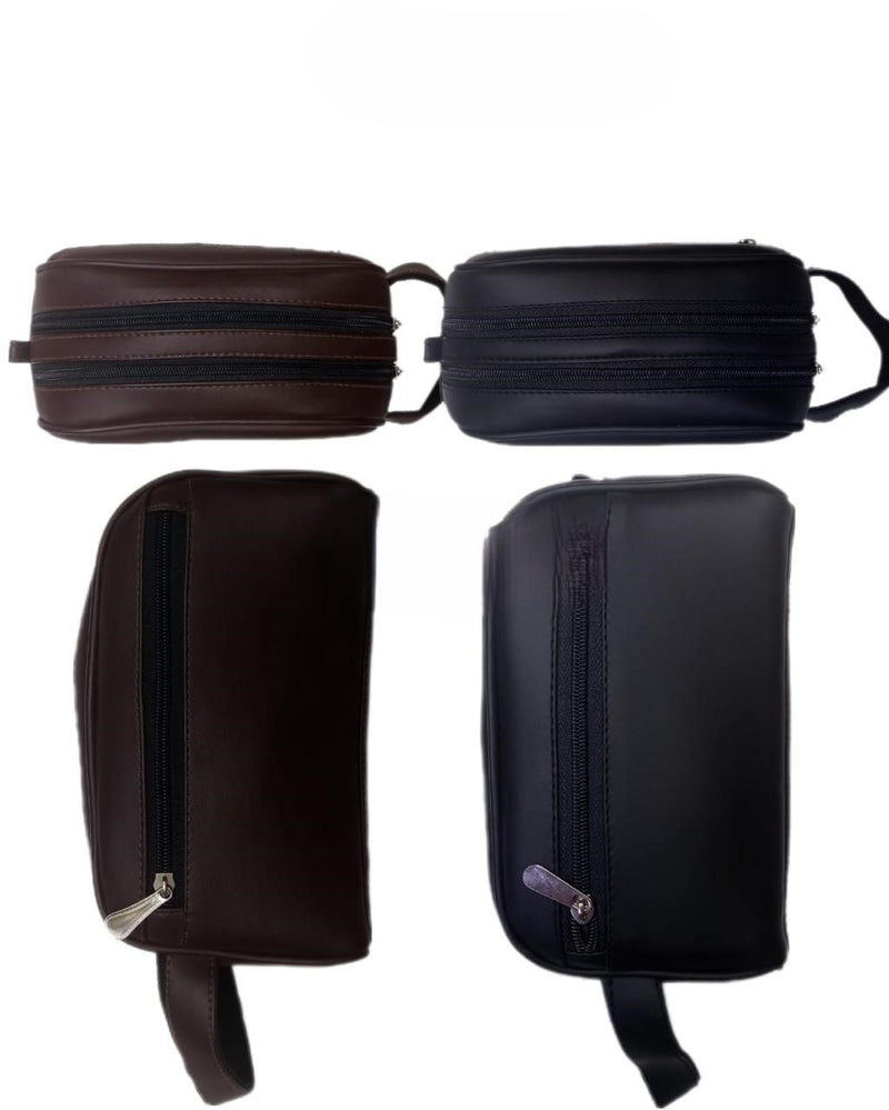 CN.0909 Leather Travel Toiletry Bag with Multiple Compartments