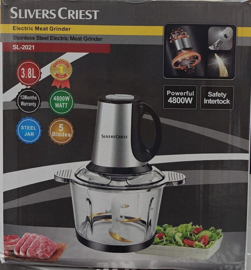 Powerful 4800W Meat Grinder with Safety Interlock - Silver Crest