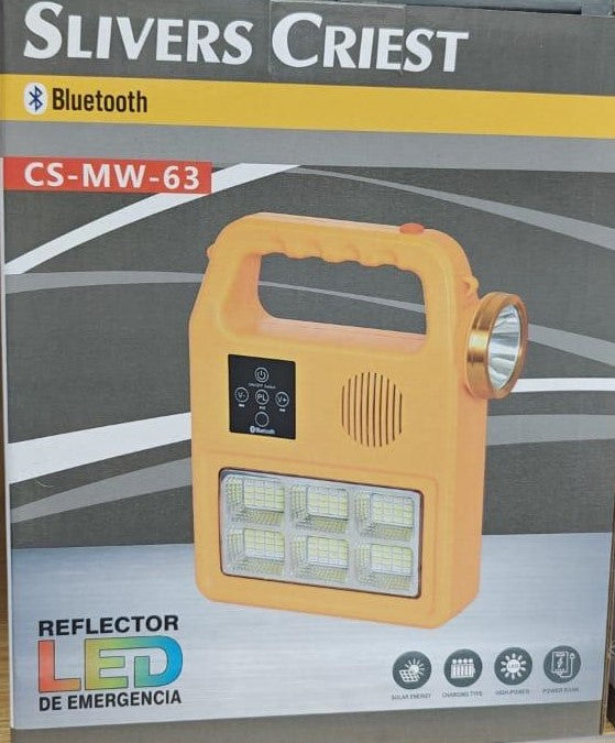 Portable Bluetooth Spotlight with LED Light and Solar Panel - Silvers Criest CS-MW-63