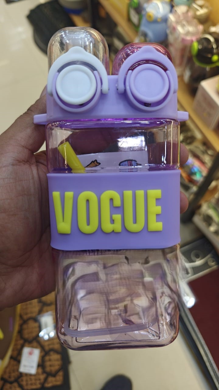 Vogue Double-Compartment Water Bottle with Straw