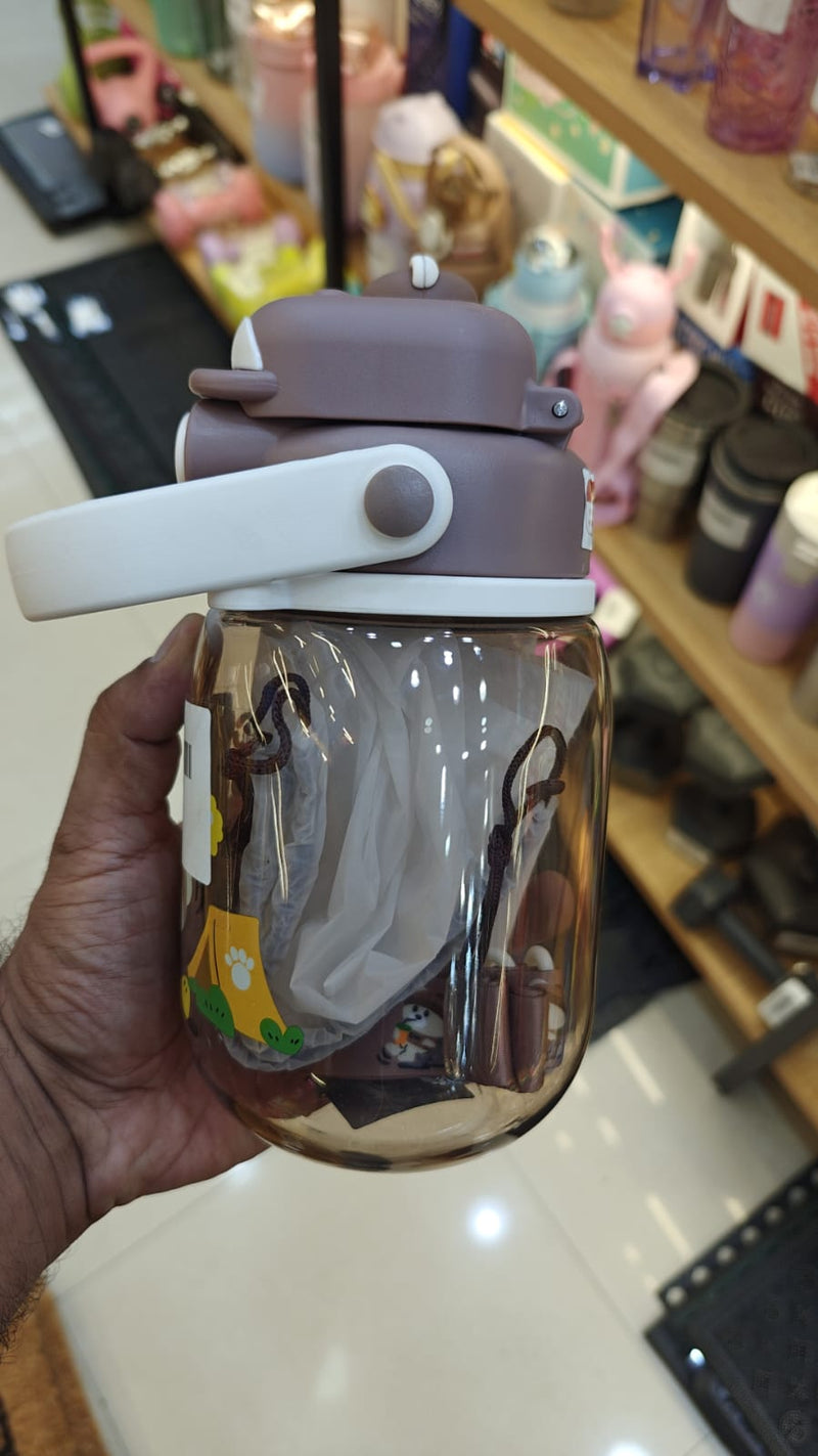 Adorable Bear-Shaped Water Bottle with Camping Theme