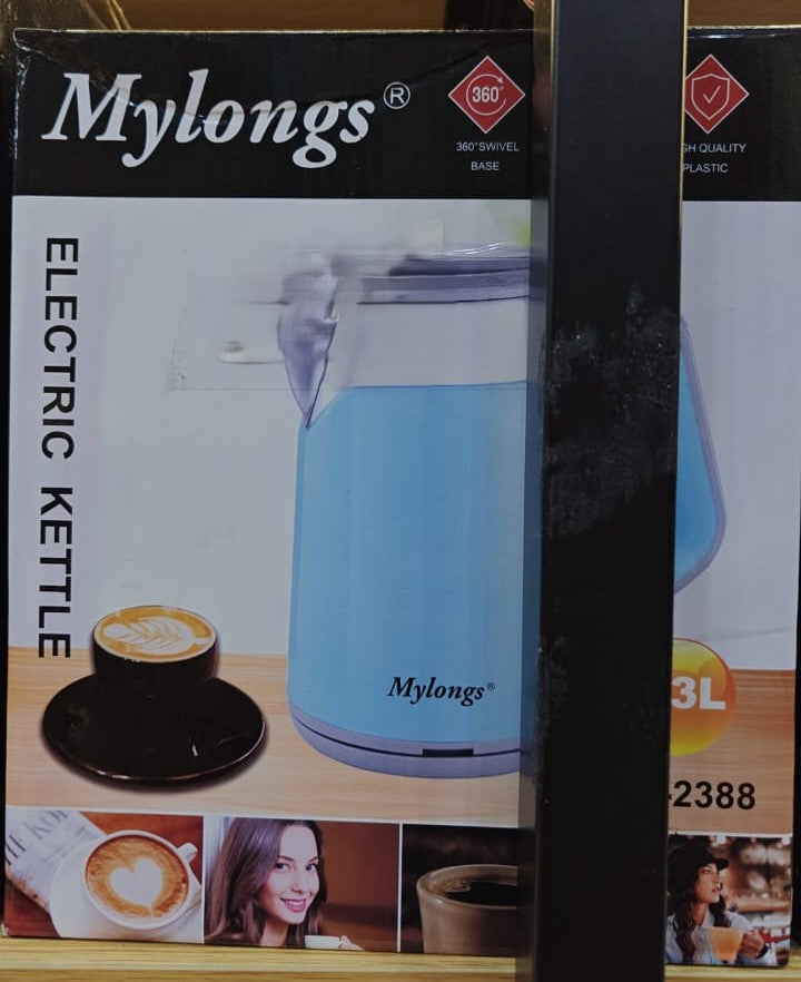 Mylongs Electric Kettle: 3L Capacity, 360° Swivel Base, High-Quality Plastic