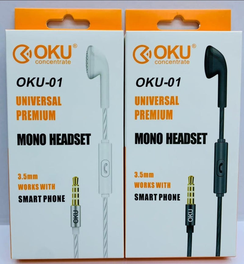 OKU-01 Universal Premium Mono Headset - Simple and Clear Audio