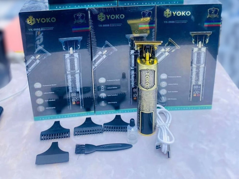 YOKO YK-8666 Professional Hair Clipper - Cordless, Rechargeable, with LED Display