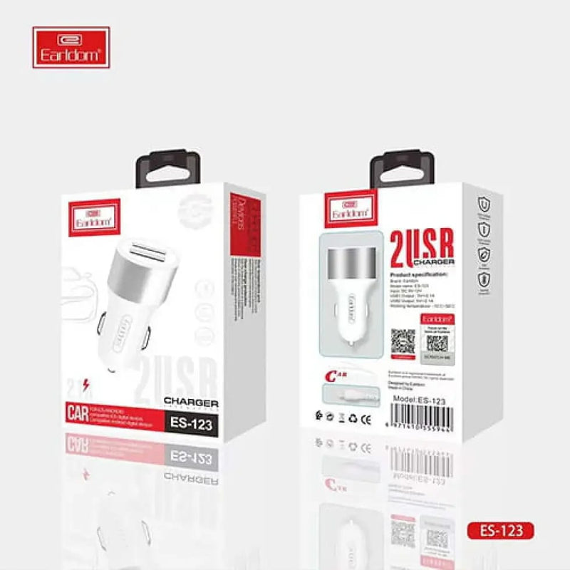 Earldom ES-123 Dual USB Car Charger - Fast Charging for Your Devices