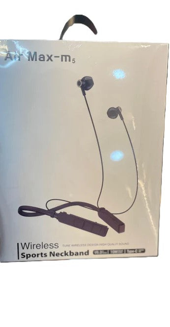 Air Max m5 Wireless Neckband Headphones - True Wireless Design, High Quality Sound, Sports Neckband