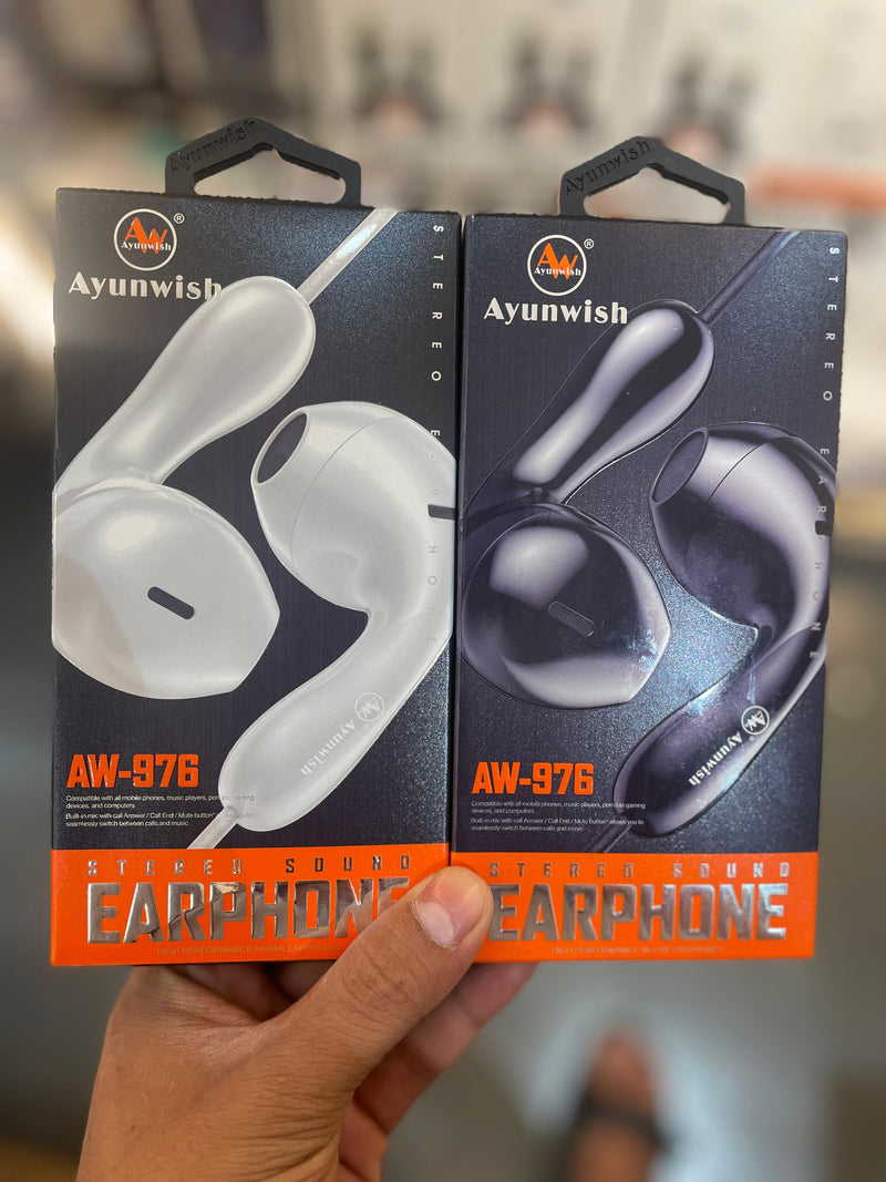 Ayunwish AW-976 Earphones - Stereo Sound, In-Ear Design, Comfortable Fit, Noise Reduction