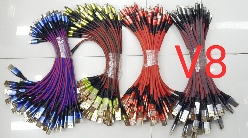 V8 Braided Charging Cable - Durable, Fast Charging, Multiple Colors