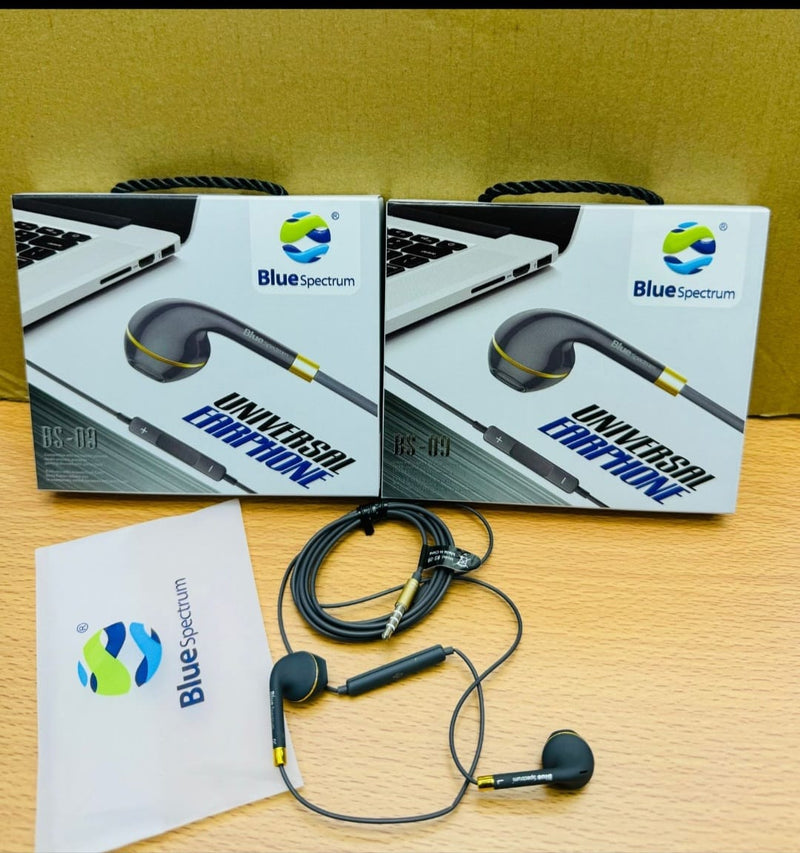 Blue Spectrum BS-09 Universal Earphones - Clear Sound, Comfortable Fit, Stylish Design