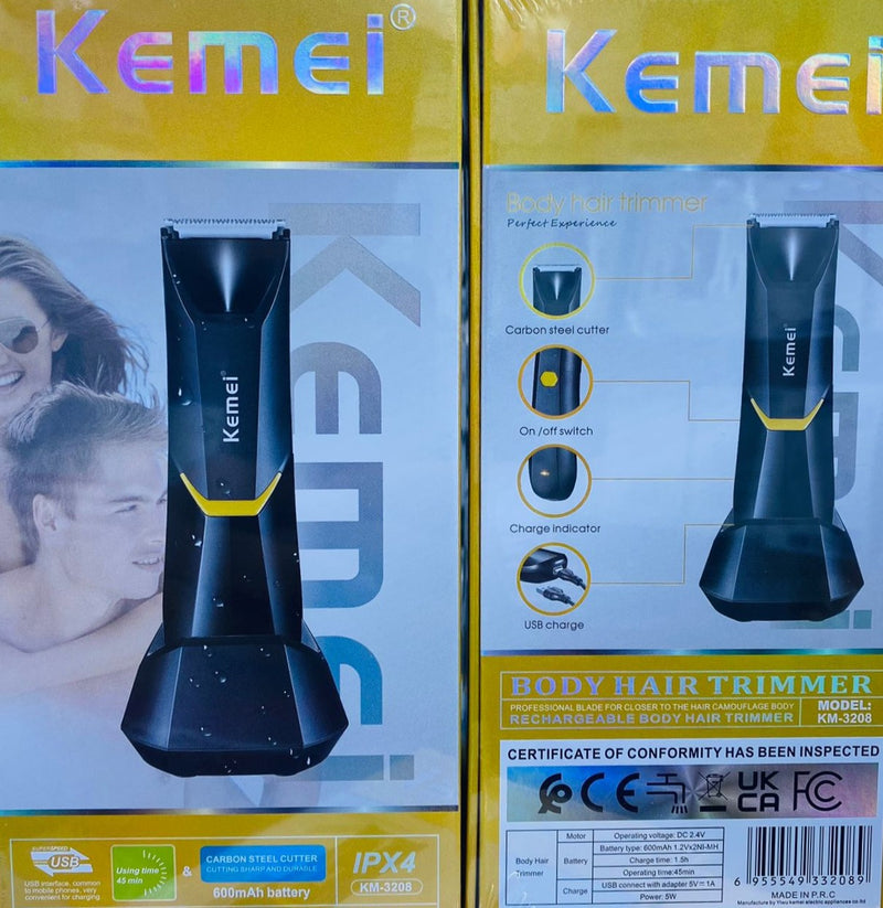 Kemei KM-3208 Body Hair Trimmer - Perfect for Men's Grooming