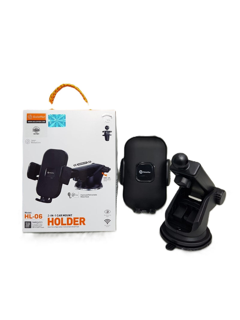 Soloffer HL-06 2-in-1 Car Mount Holder - Secure and Versatile