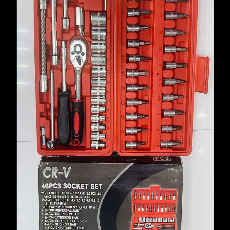 46-Piece Socket Set: All-in-One Tool Kit for DIY and Professional Use