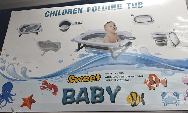 Sweet Baby Children Folding Tub with Temperature Gauge: Safe & Portable for Baby Baths