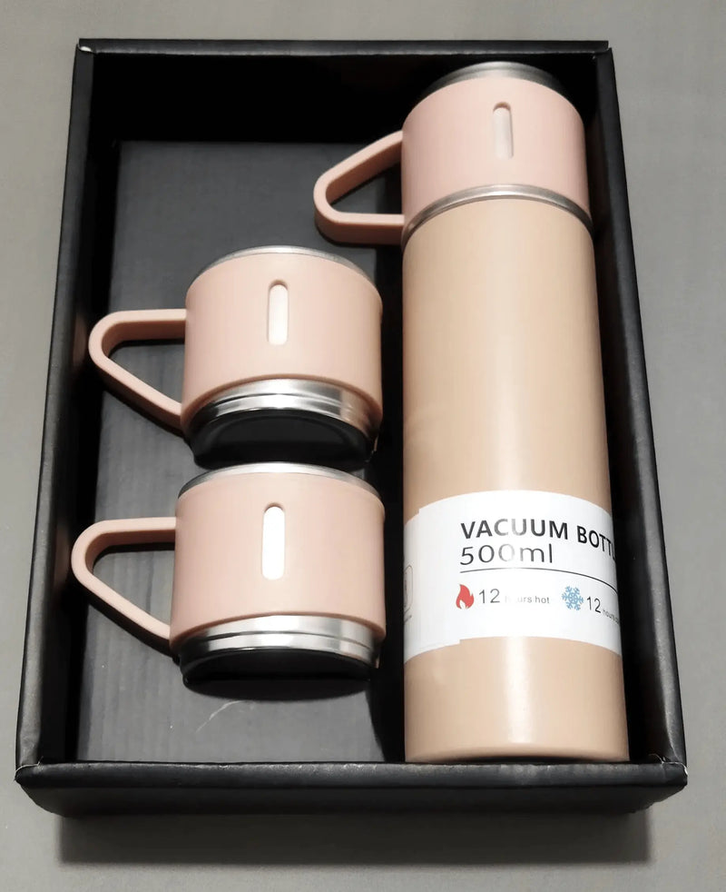 Stainless Steel Vacuum Flask Set with 3 Cups 12 pieces