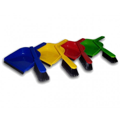 Dustpan and Brush Set - Rubber-Edged, Color-Coded, Premium Quality