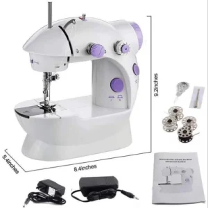 Portable Sewing Machine Mini Electric Household Crafting Mending Overlock with Presser Foot Pedal Beginners