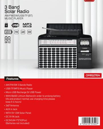 Fm/Am/Usb/Sd Rechargeale Radio 1x16