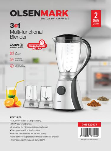 3in1Blender/1.5L/PcUnbrkble Jar/Sflck1x6