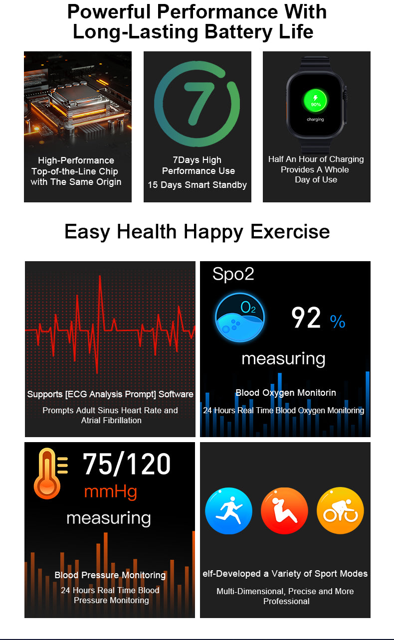 HMI9-Ultra2 Smart Watch - Fitness Tracker with Heart Rate Monitor