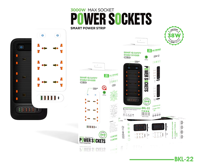 BKL-22 Smart IQ Safety Socket - Unilateral Control & Anti-Thunder Protection