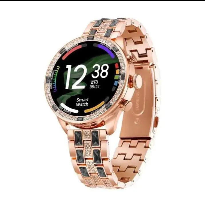 GEN 12 Smart Watch - Elegant Burgundy & Gold Timepiece with Roman Numerals