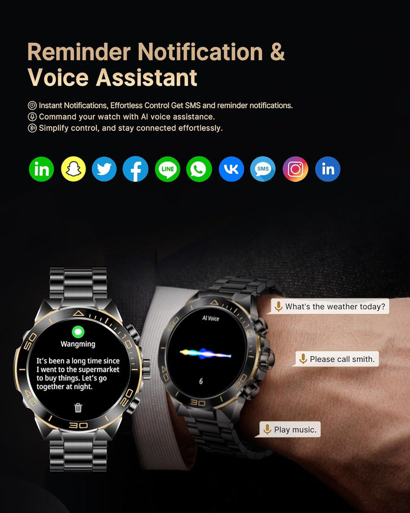 XL14 Smartwatch with AI & Spherical Glass | Bluetooth, Dynamic Heart Rate Monitor, All-Weather Compatible