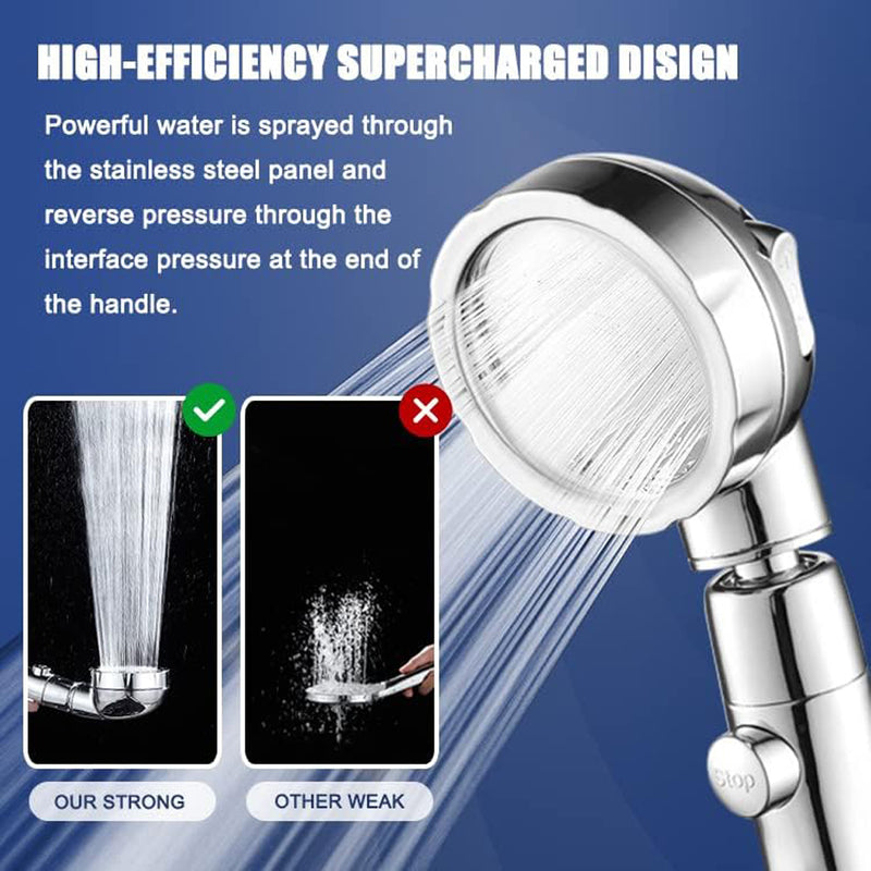 3 Modes High Pressure Big Boost Shower Head Water Saving Chrome Round ABS Rainfall Shower With Stop Button Bathroom Accessoies