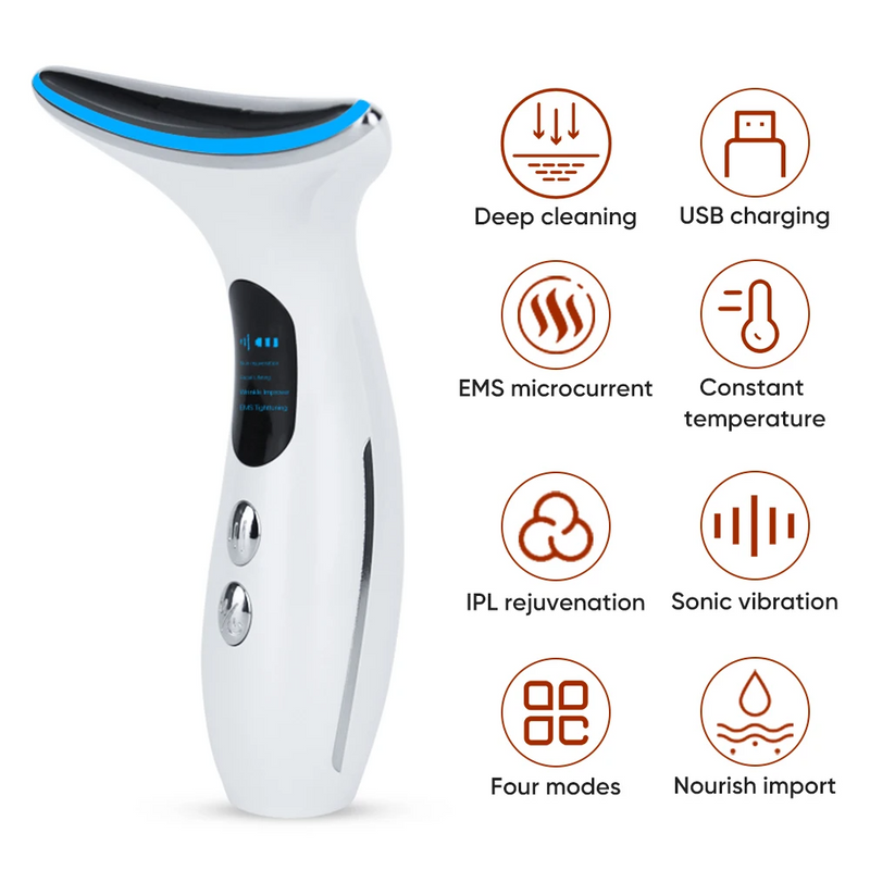 EMS Neck Lifting Massager Microcurrent Electric Neck Massager Wrinkle Remover Device Led Photon Therapy Skin Tightening Face