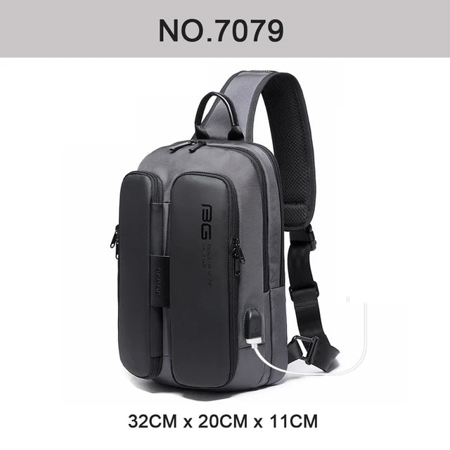 7079 sling bag with USB 34*10*20cm 0.46kg