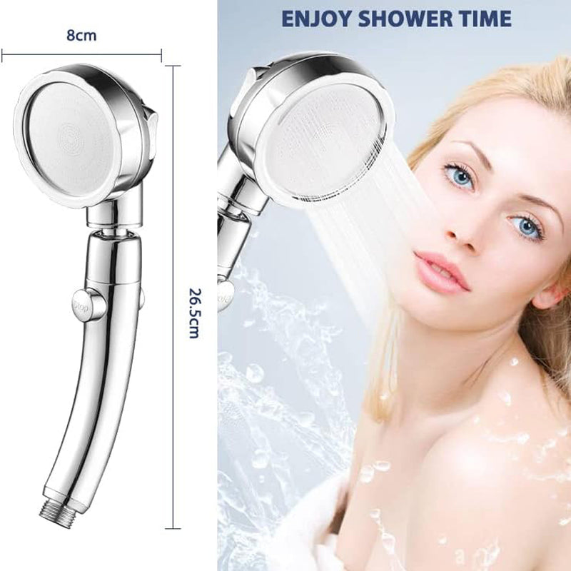 3 Modes High Pressure Big Boost Shower Head Water Saving Chrome Round ABS Rainfall Shower With Stop Button Bathroom Accessoies