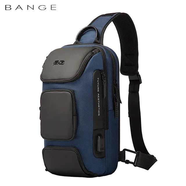 7086 sling bag with USB 35*12*21cm 0.5kg